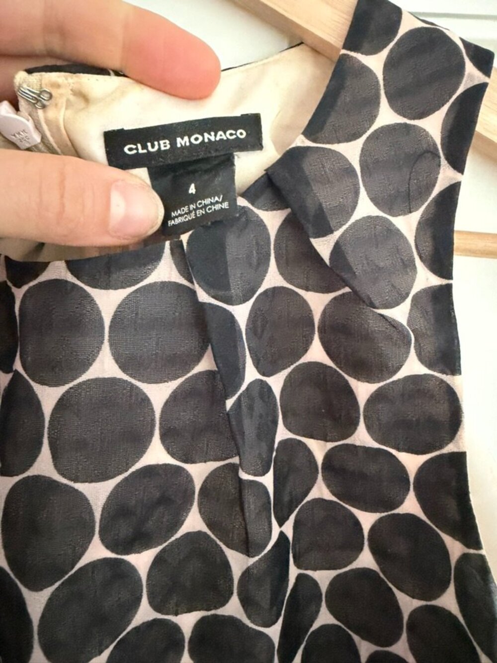 Club Monaco Navy with Pink Polka-Dots Drop-Waist Dress - Picture 3 of 5